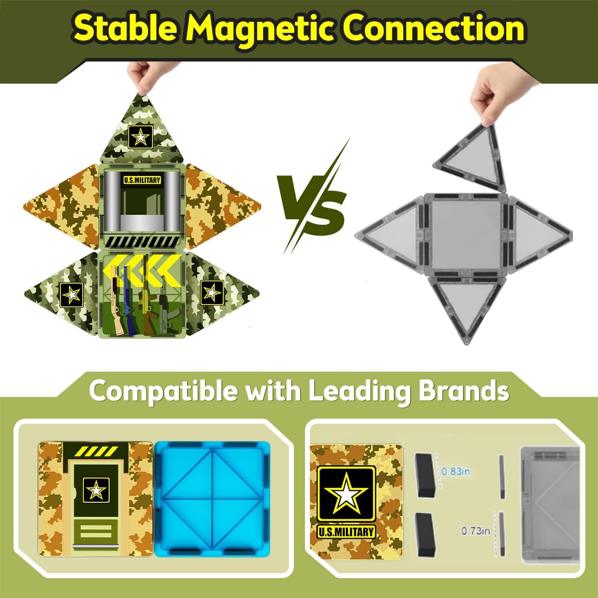 GobiDex 100PCS Magnetic Army Toys Building Blocks Set