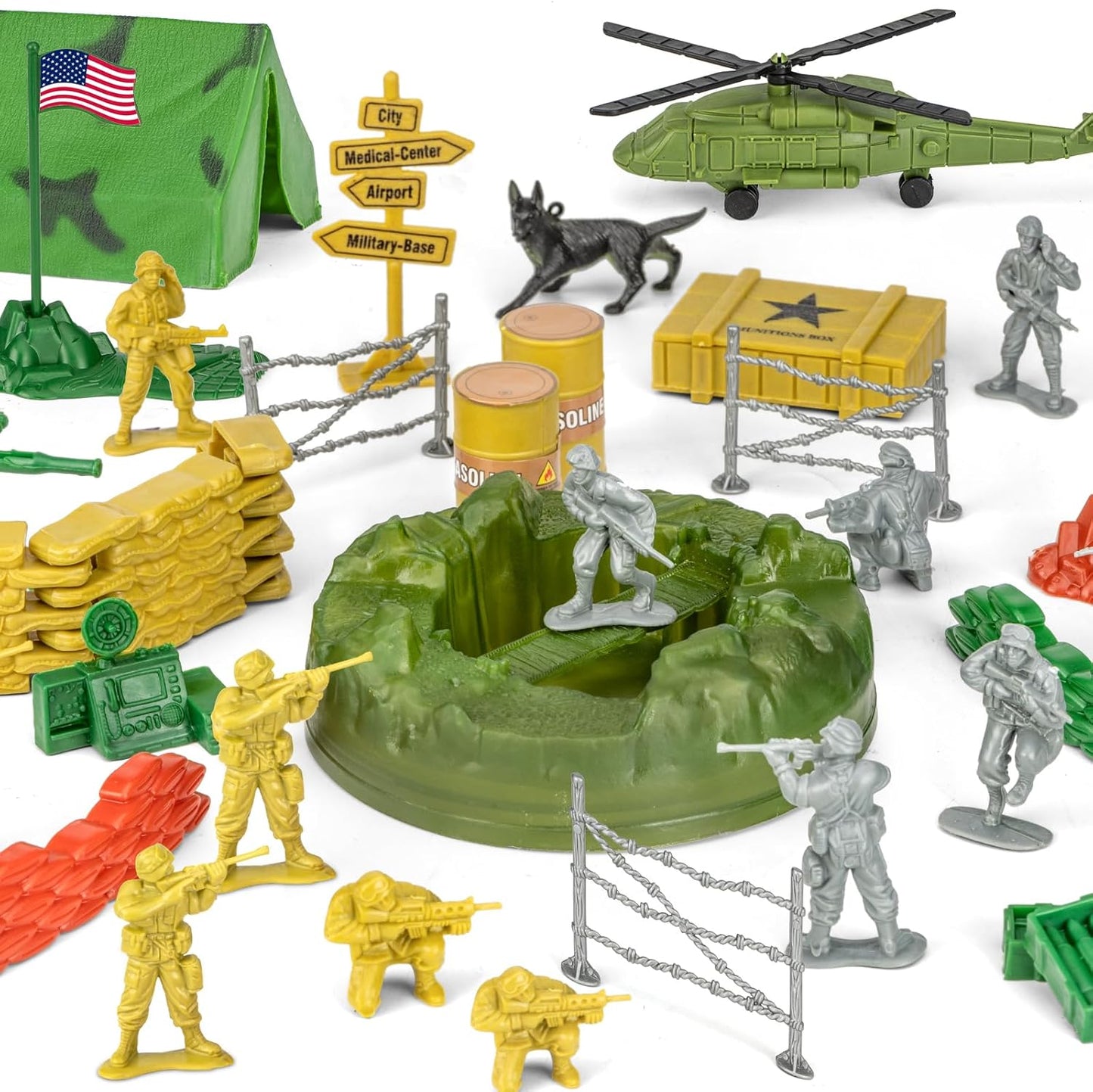 "100-Piece Army Men WWII Playset with Map"