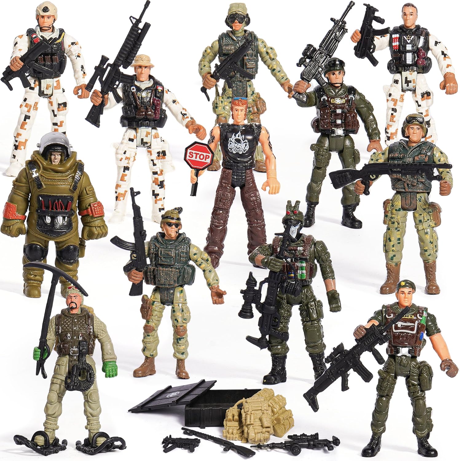 Military Toy Set with 12 Army Men Figures