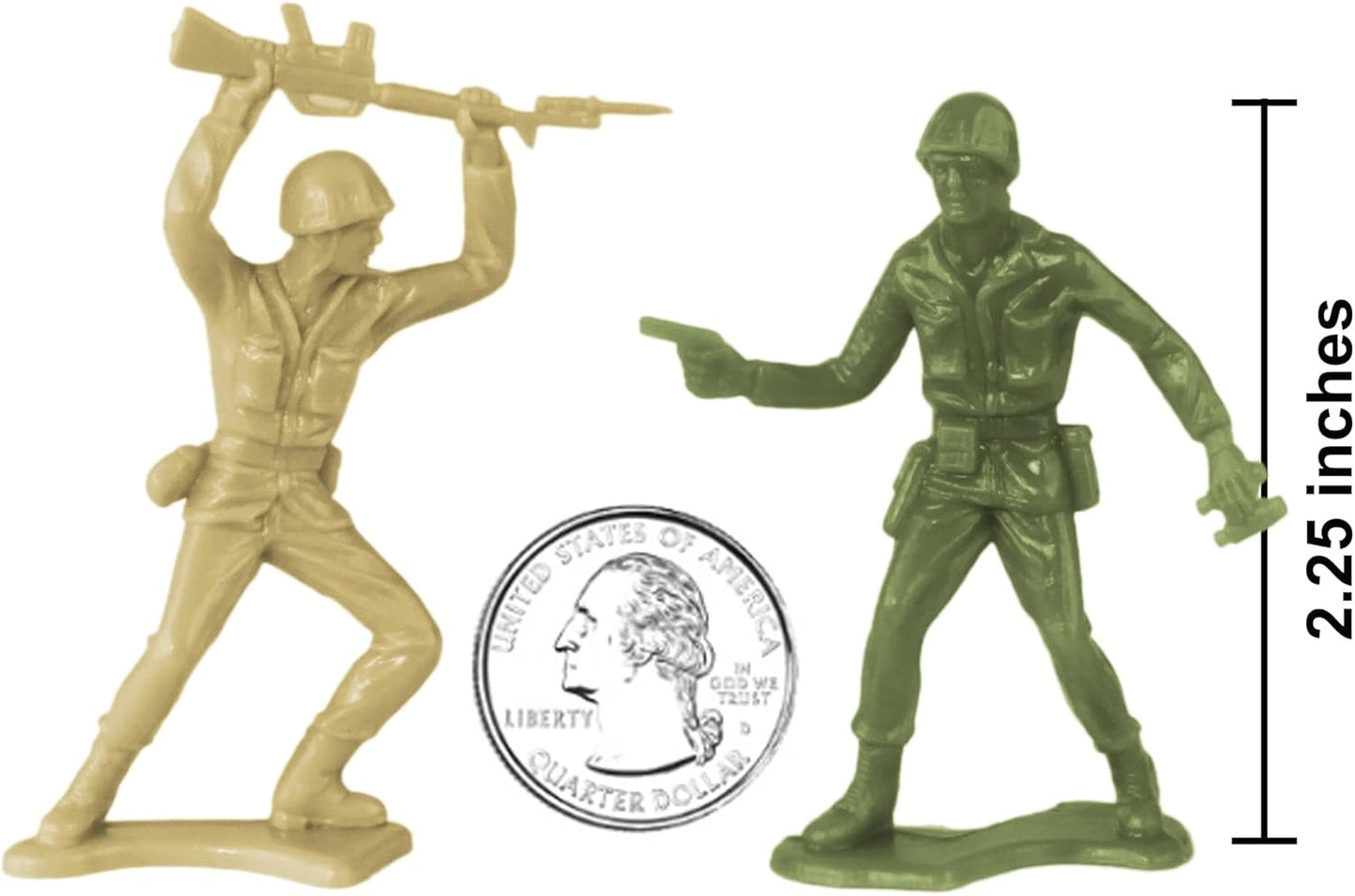 Plastic Army Men Green Tan Figures USA