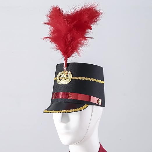 Majorette Drum Major Toy Soldier Hat with Feather
