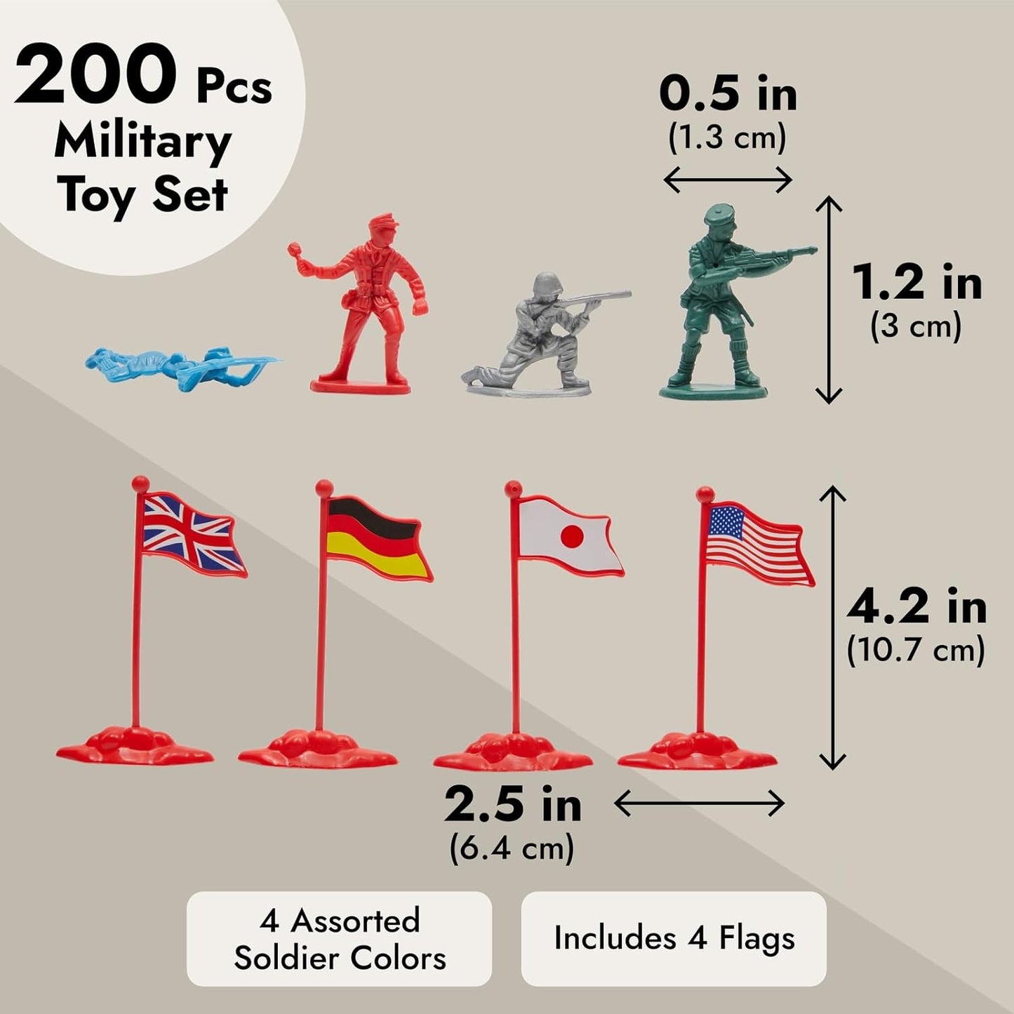 "200-Piece Miniature Army Men Playset with Bucket"