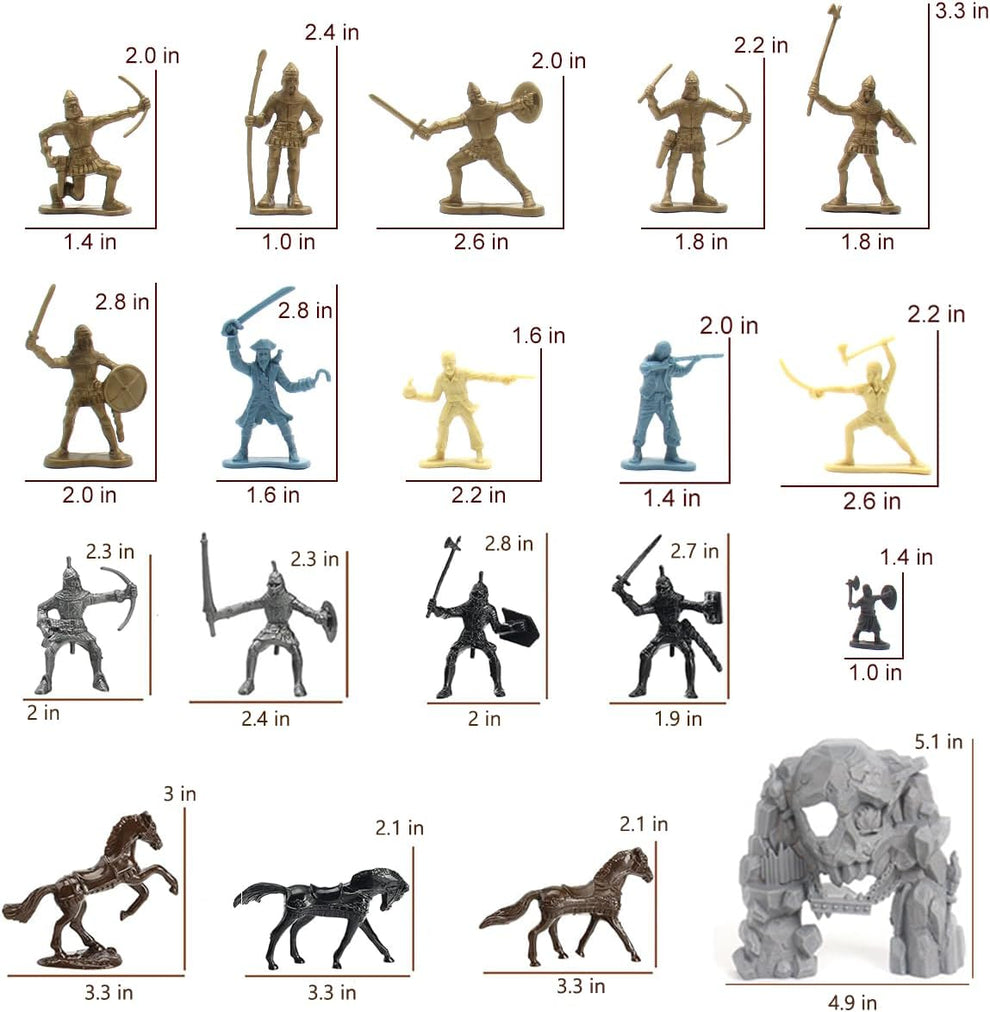 Medieval Castle Knight Toy Soldiers Set with Pirates, Cavalry