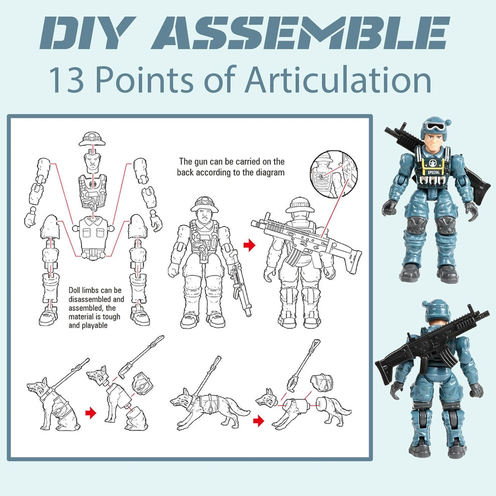 Military Action Figures Set with Toy Weapons