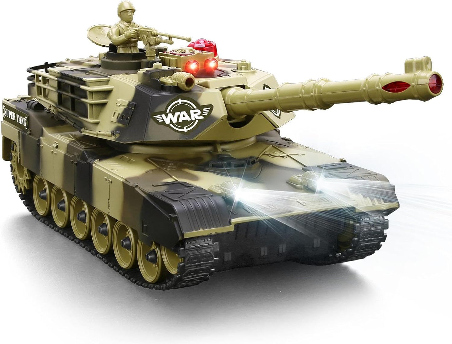 1:28 RC Army Tank Toy with Soldiers, Batteries, Turret, Sound
