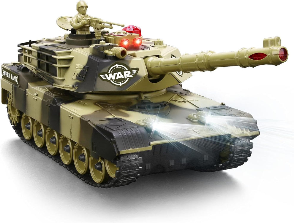 1:28 RC Army Tank Toy with Soldiers, Batteries, Turret, Sound
