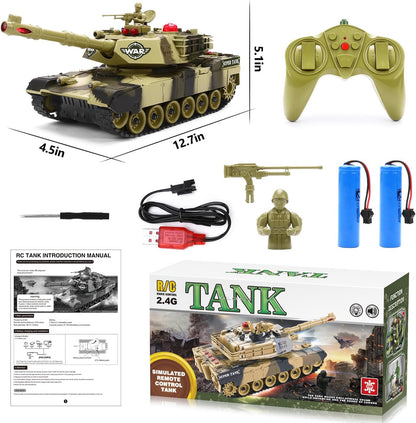 1:28 RC Army Tank Toy with Soldiers, Batteries, Turret, Sound