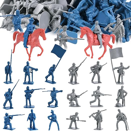 Civil War Soldier Figures Set with Horses