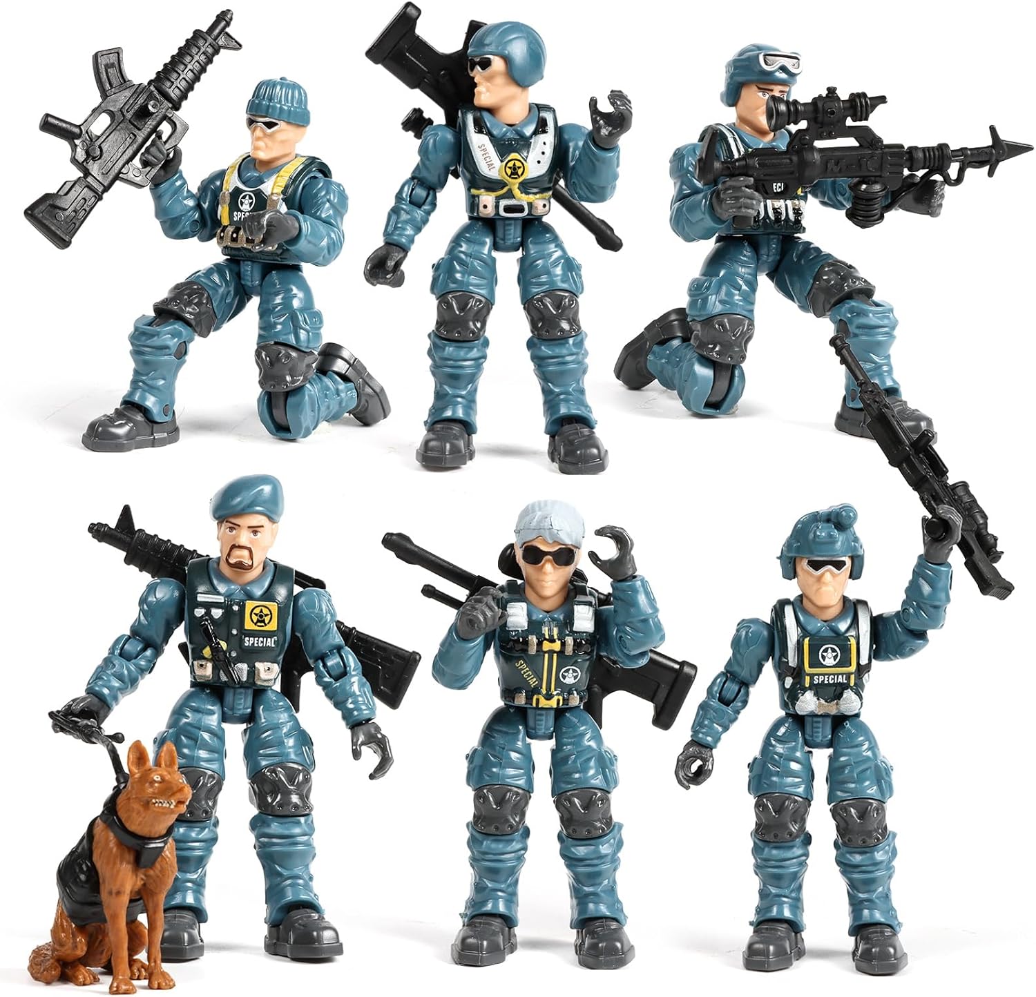 Military Action Figures Set with Toy Weapons