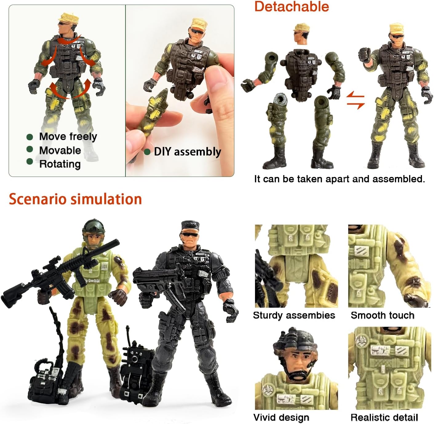 12PCS Army Men Action Figures Military Toy Set for Boys