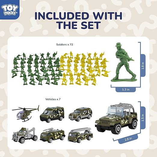 Green Army Men Playset with Helicopter Toys