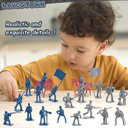 Civil War Soldier Figures Set with Horses