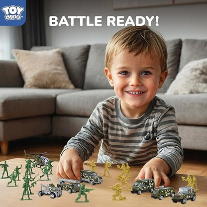 Green Army Men Playset with Helicopter Toys