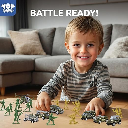 Green Army Men Playset with Helicopter Toys