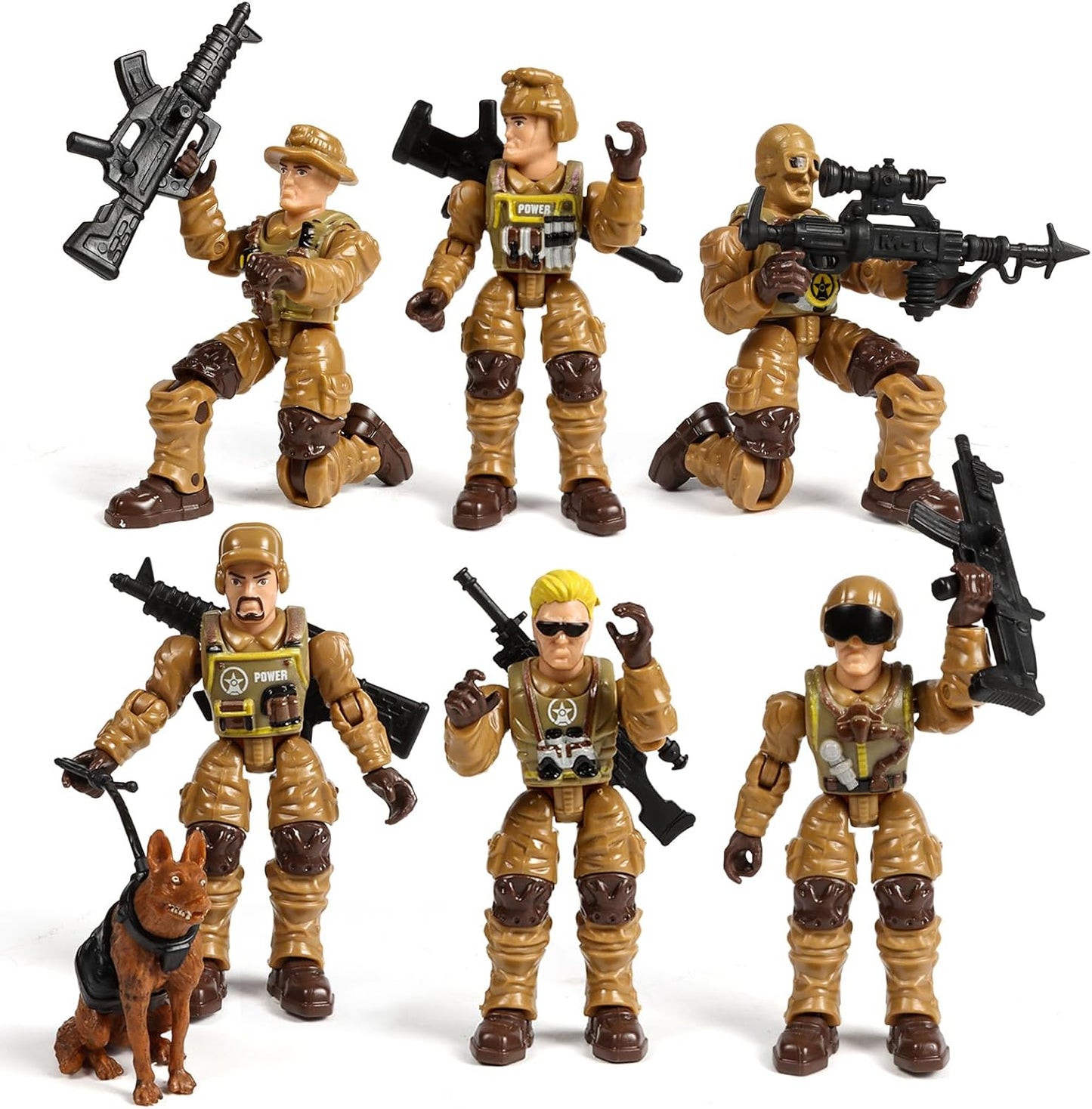 Military Action Figures Set with Toy Weapons