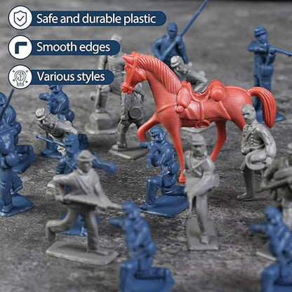 Civil War Soldier Figures Set with Horses