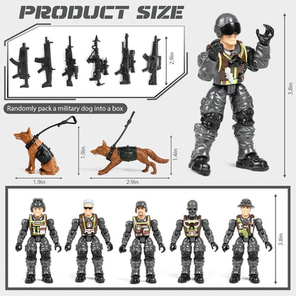 Military Action Figures Set with Toy Weapons