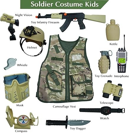 "RedCrab Kids Army Toy Soldier Set with Helmet"