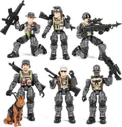 Military Action Figures Set with Toy Weapons