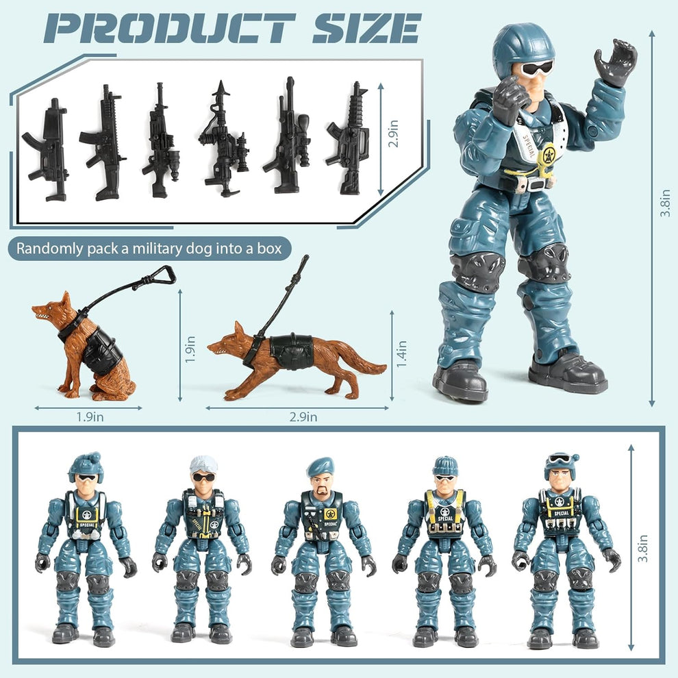 Military Action Figures Set with Toy Weapons