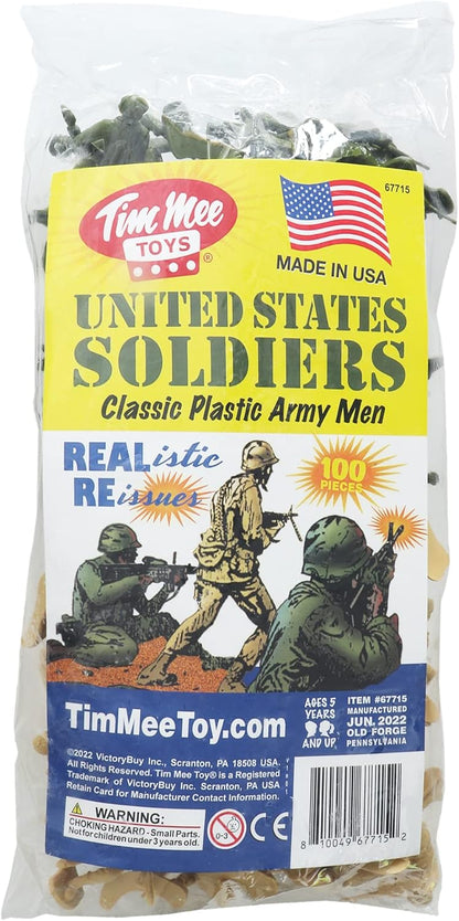 Plastic Army Men Green Tan Figures USA