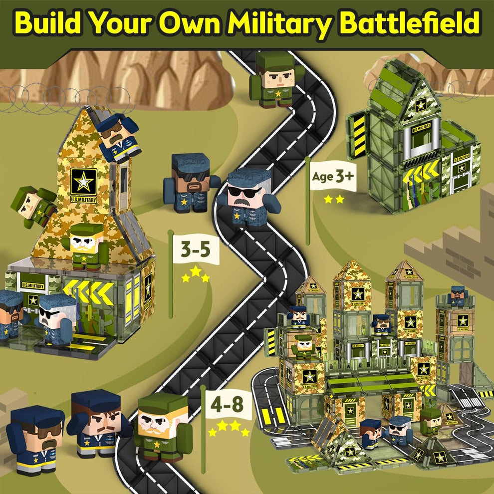 GobiDex 100PCS Magnetic Army Toys Building Blocks Set