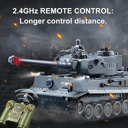 RC WW2 Tiger I Army Tank Toy with Lights