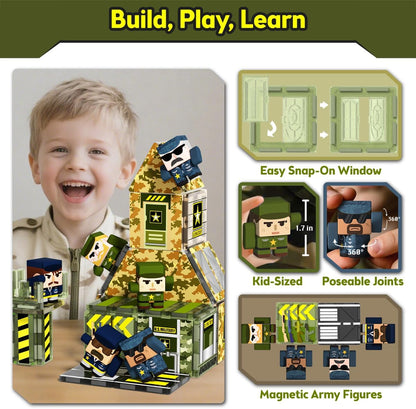 GobiDex 100PCS Magnetic Army Toys Building Blocks Set