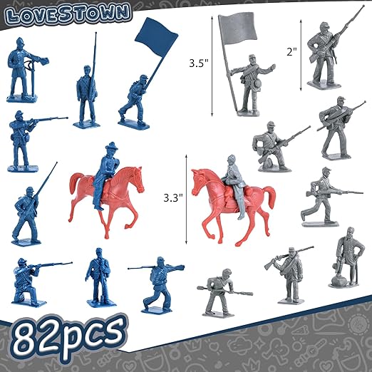 Civil War Soldier Figures Set with Horses