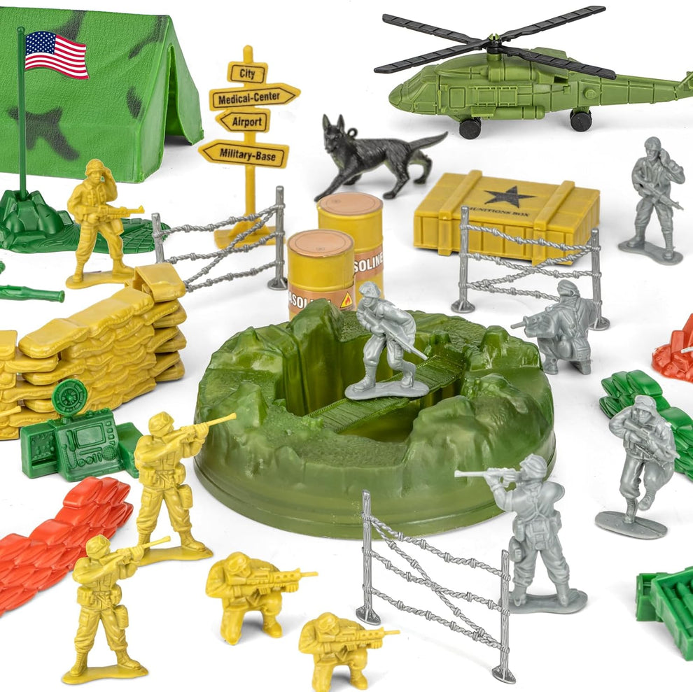 "100-Piece Army Men WWII Playset with Map"