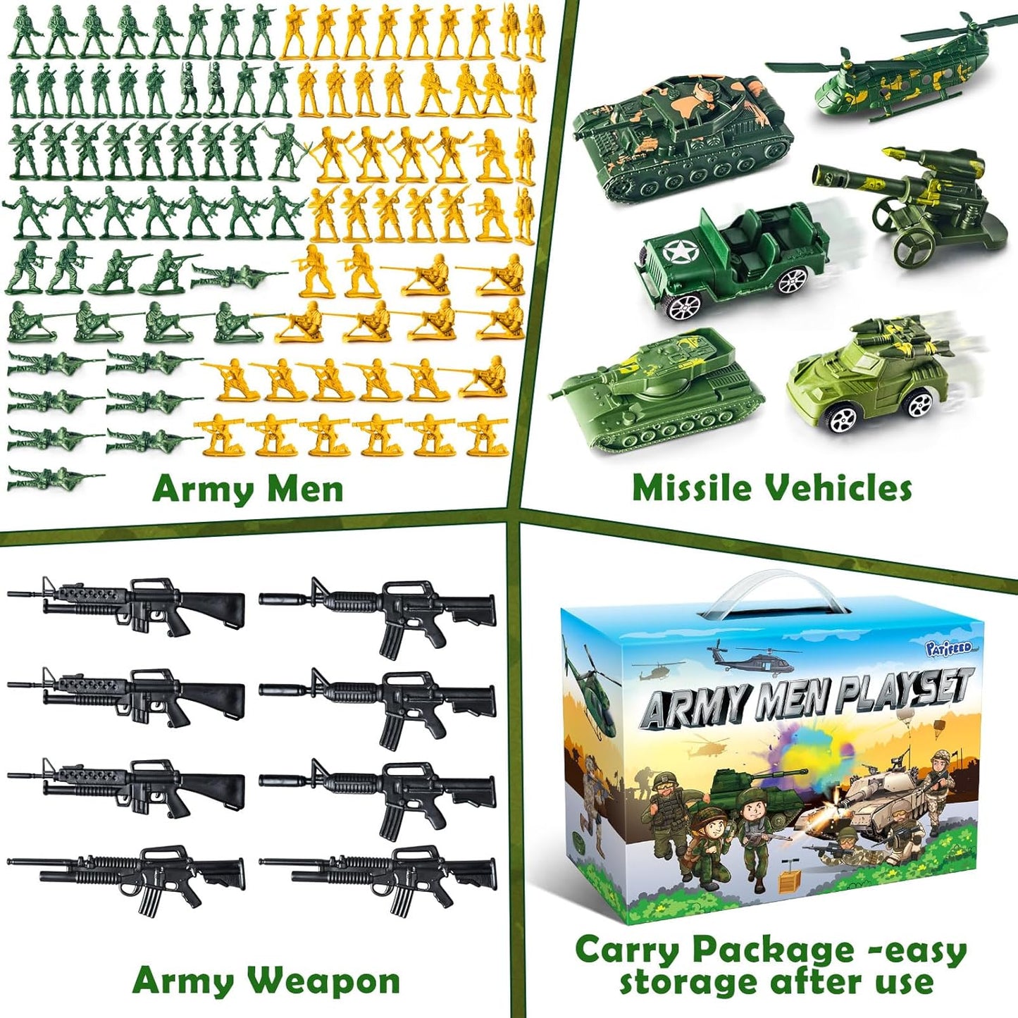 Plastic Army Men Toy Soldiers Playset for Kids Birthday
