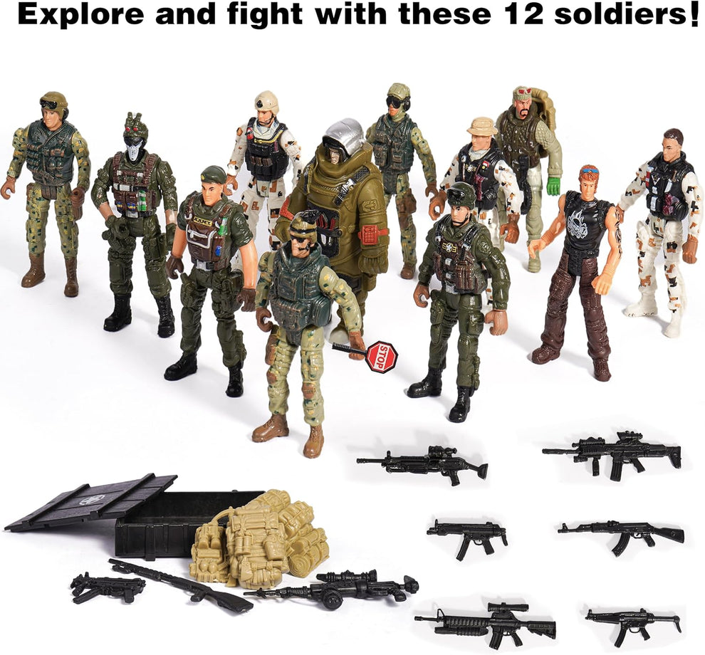 Military Toy Set with 12 Army Men Figures