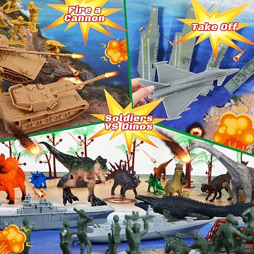 Army and Dinosaur Battle Playset for Kids