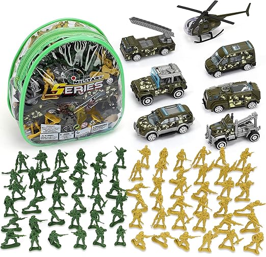 Green Army Men Playset with Helicopter Toys