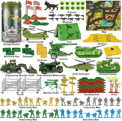 "100-Piece Army Men WWII Playset with Map"