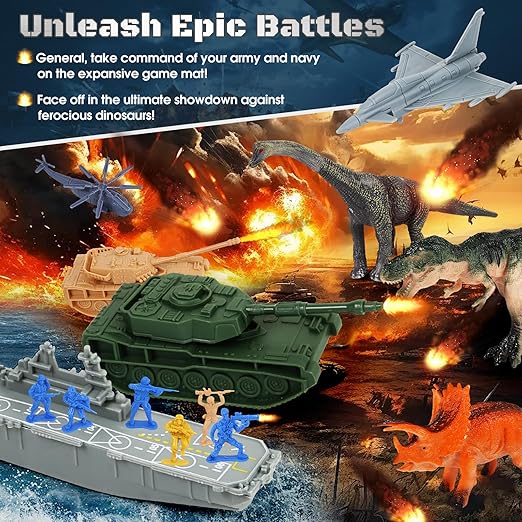Army and Dinosaur Battle Playset for Kids