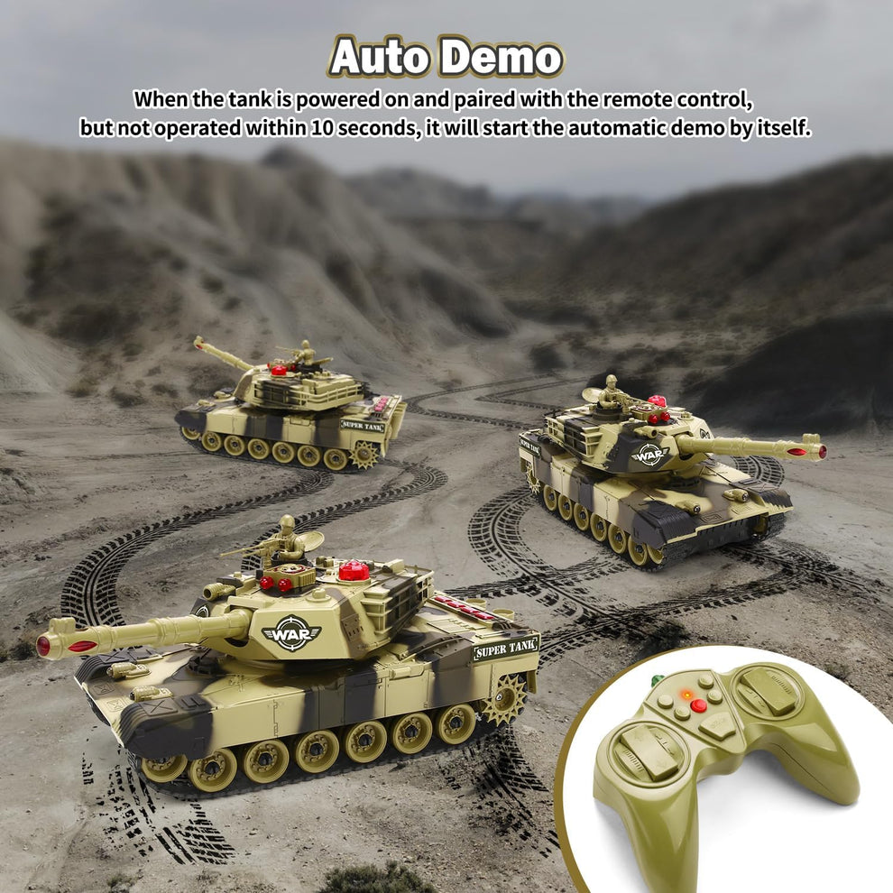 1:28 RC Army Tank Toy with Soldiers, Batteries, Turret, Sound