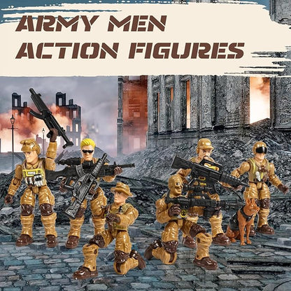 Military Action Figures Set with Toy Weapons