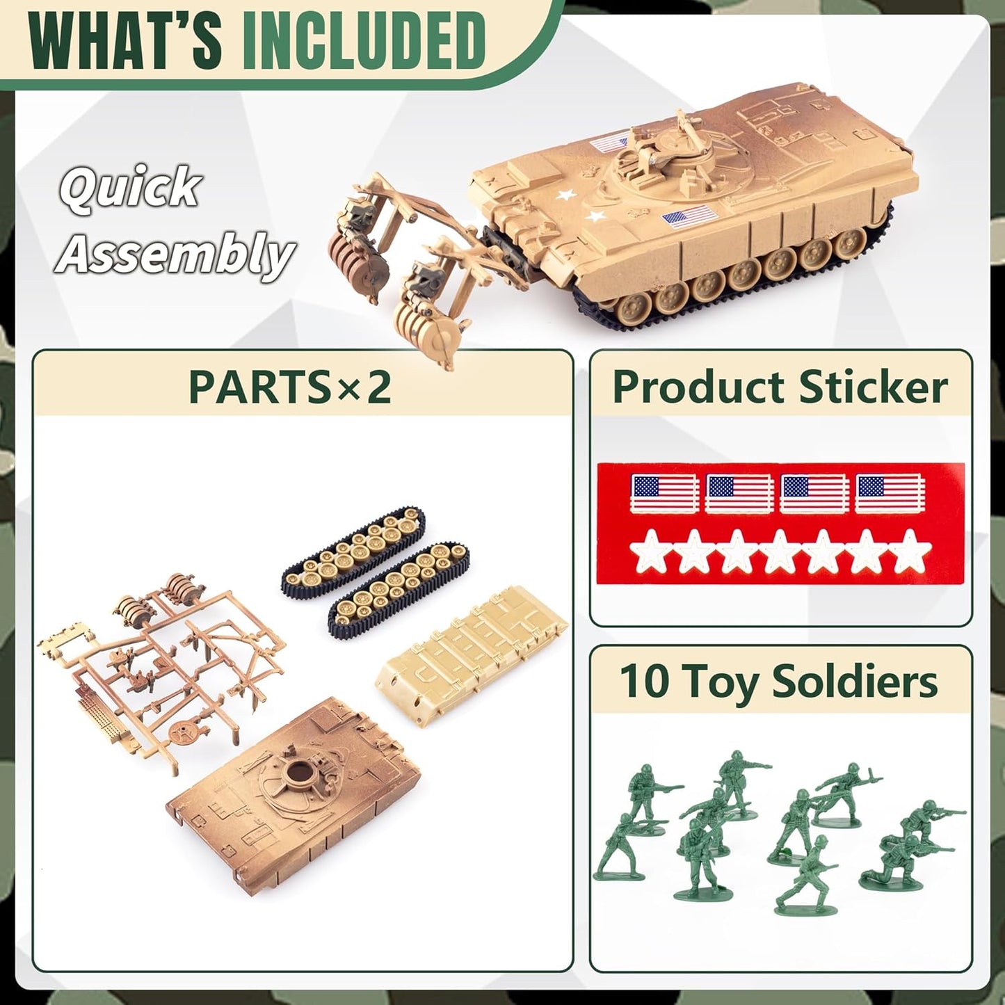 "WW2 Army Tank and Soldier Toy Playset"