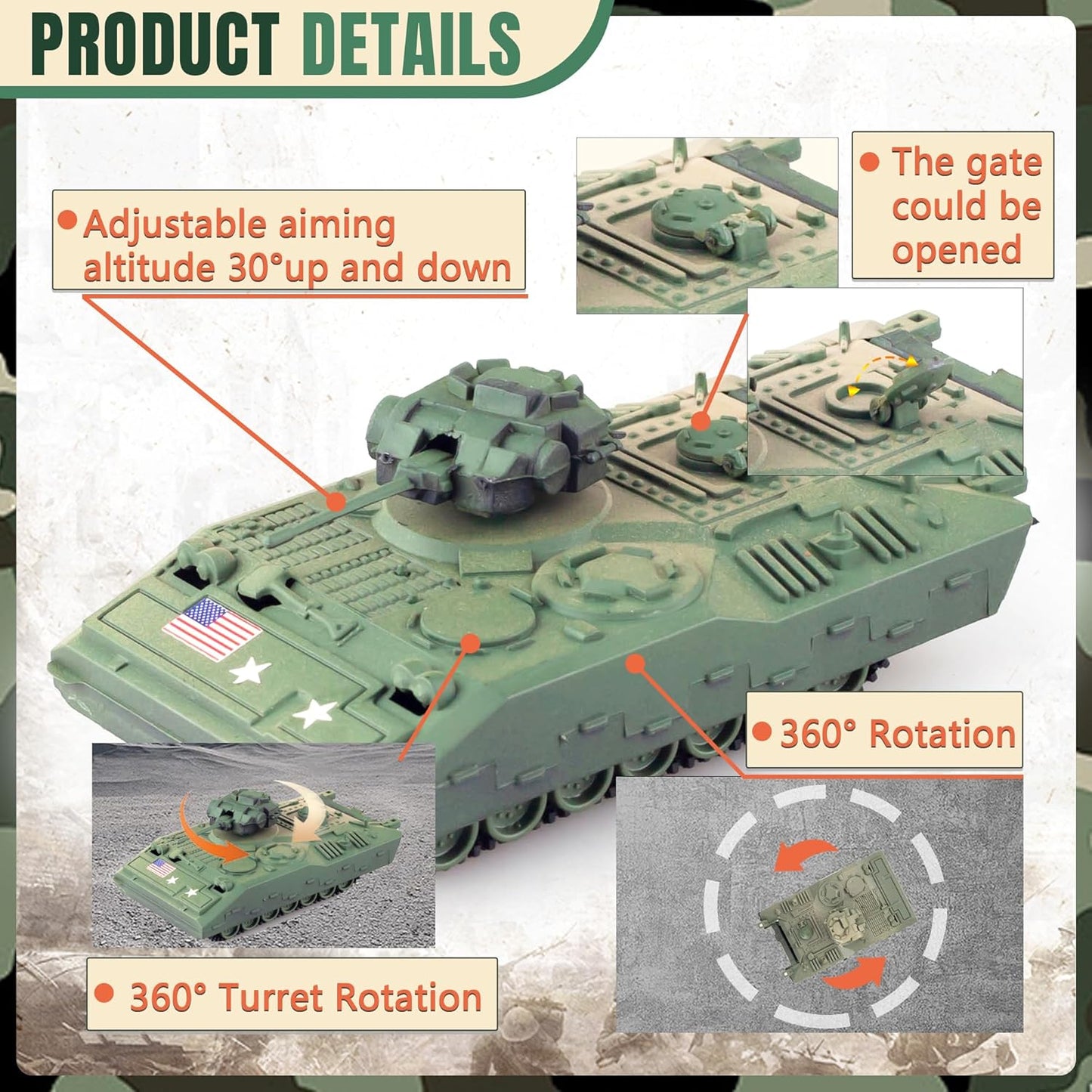 "WW2 Army Tank and Soldier Toy Playset"