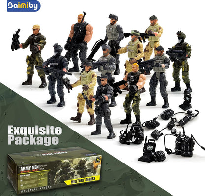 12PCS Army Men Action Figures Military Toy Set for Boys