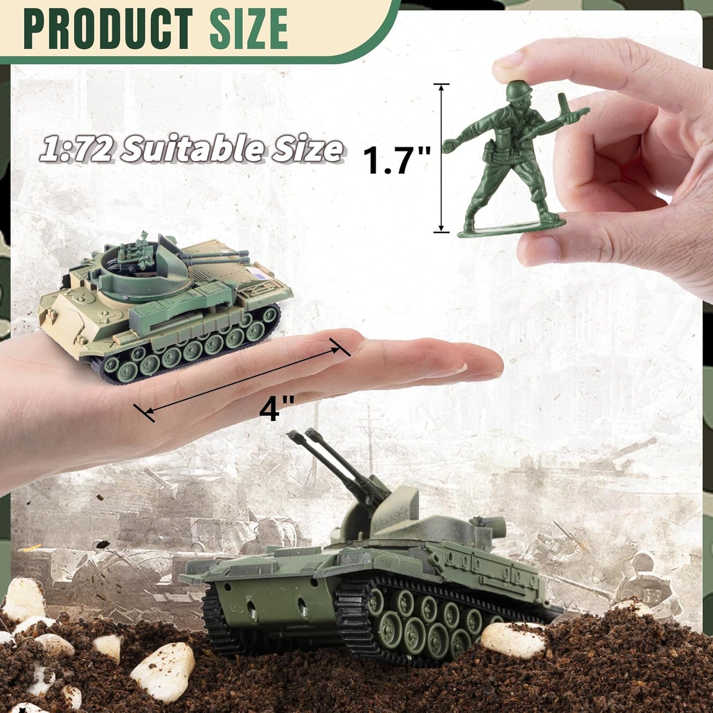 "WW2 Army Tank and Soldier Toy Playset"