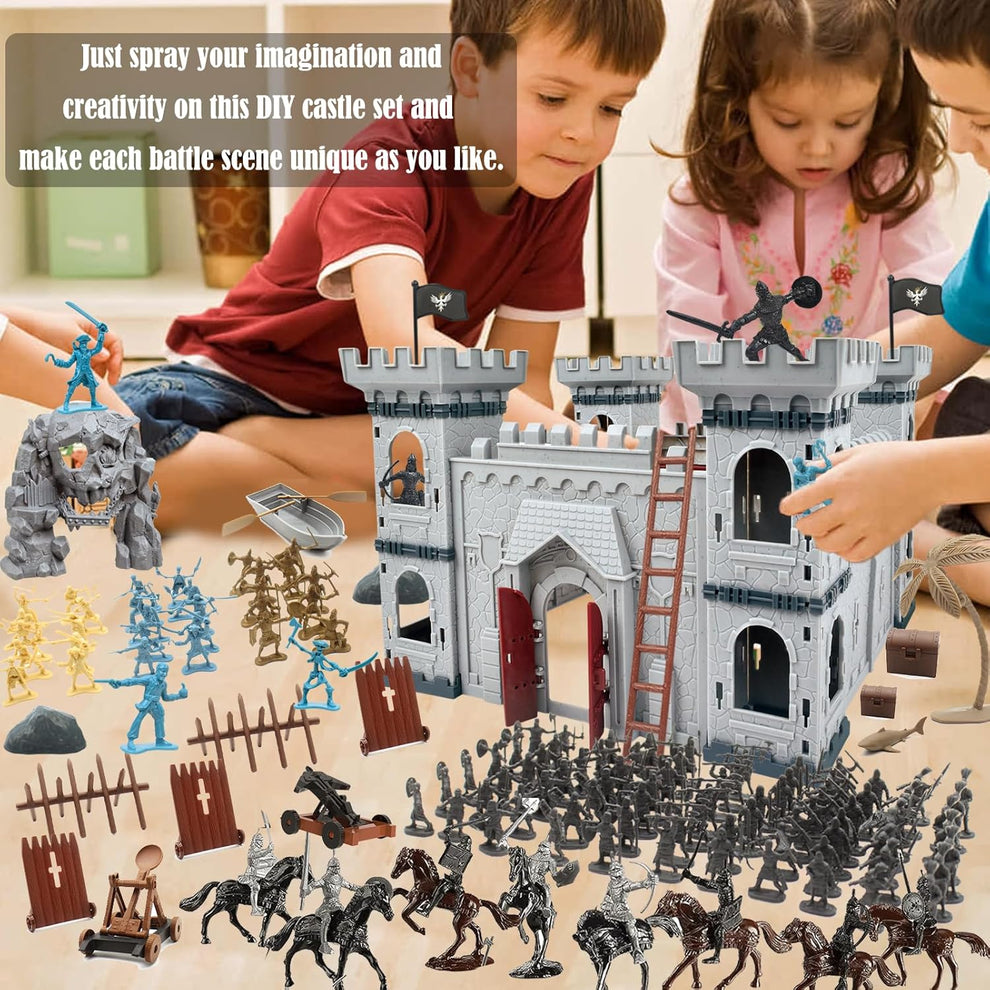 Medieval Castle Knight Toy Soldiers Set with Pirates, Cavalry