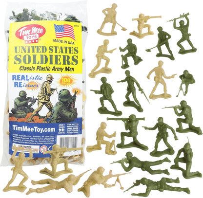 Plastic Army Men Green Tan Figures USA