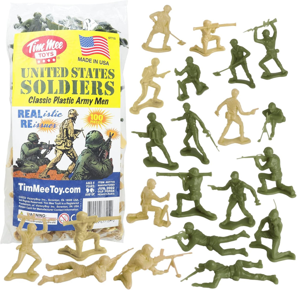 Plastic Army Men Green Tan Figures USA