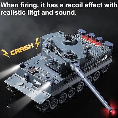 RC WW2 Tiger I Army Tank Toy with Lights