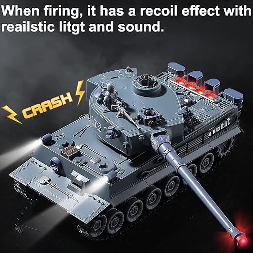 RC WW2 Tiger I Army Tank Toy with Lights