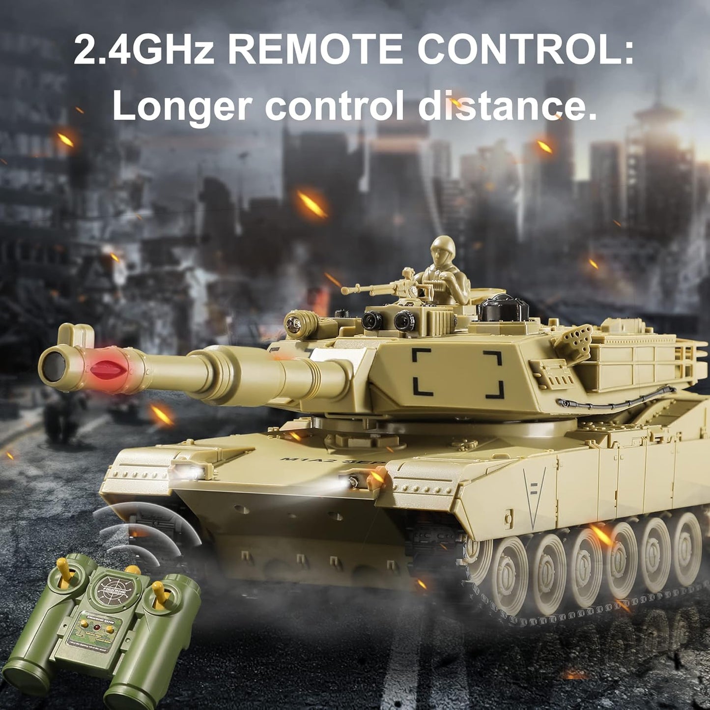 RC WW2 Tiger I Army Tank Toy with Lights