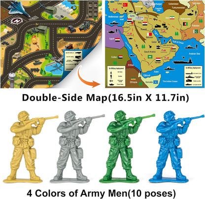 "100-Piece Army Men WWII Playset with Map"