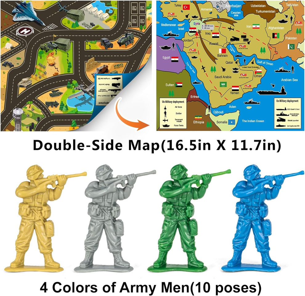 "100-Piece Army Men WWII Playset with Map"